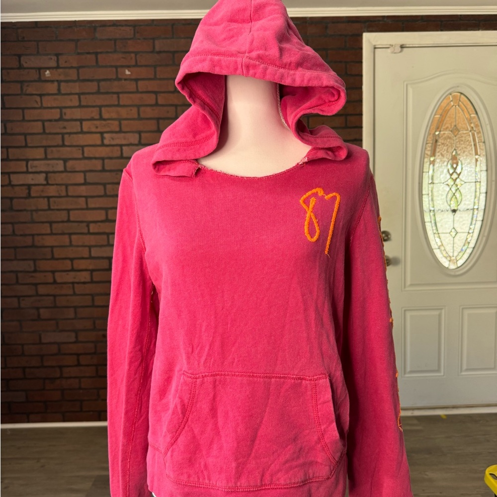 Aeropostale Womens Large Pink Pullover Hoodie‎ Orange Logo Y2K